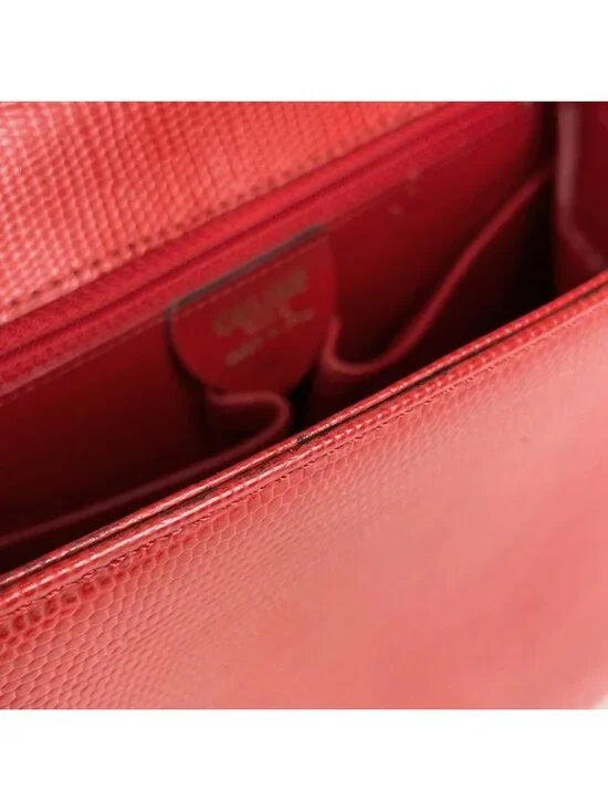 Celine Blason Logo 2-Way Shoulder Bag Leather Red - Picture 6 of 9